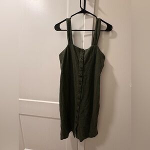 Madewell Olive Textured Sleeveless Dress